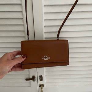 Coach purse wallet crossbody brown leather